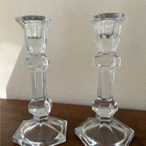 Val Saint Lambert "Gardenia" crystal candlesticks.